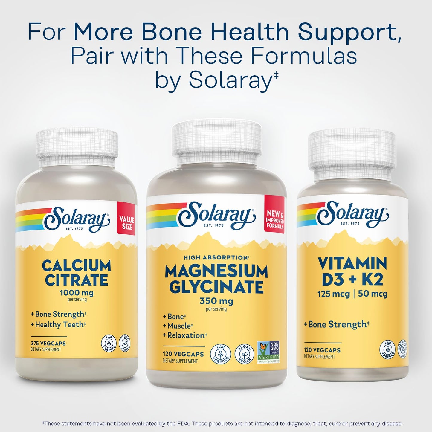 SOLARAY Magnesium Glycinate Capsules, Chelated Magnesium Bisglycinate w/BioPerine, Higher Absorption Magnesium Supplement - Bones, Muscles, Heart Support, Vegan