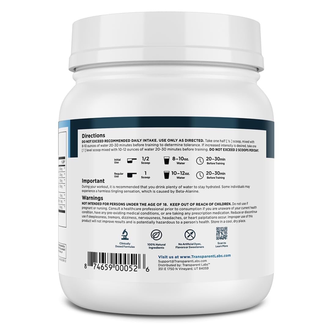 Transparent Labs Lean Pre-Workout - Body Recomposition Pre Workout for Men and Women