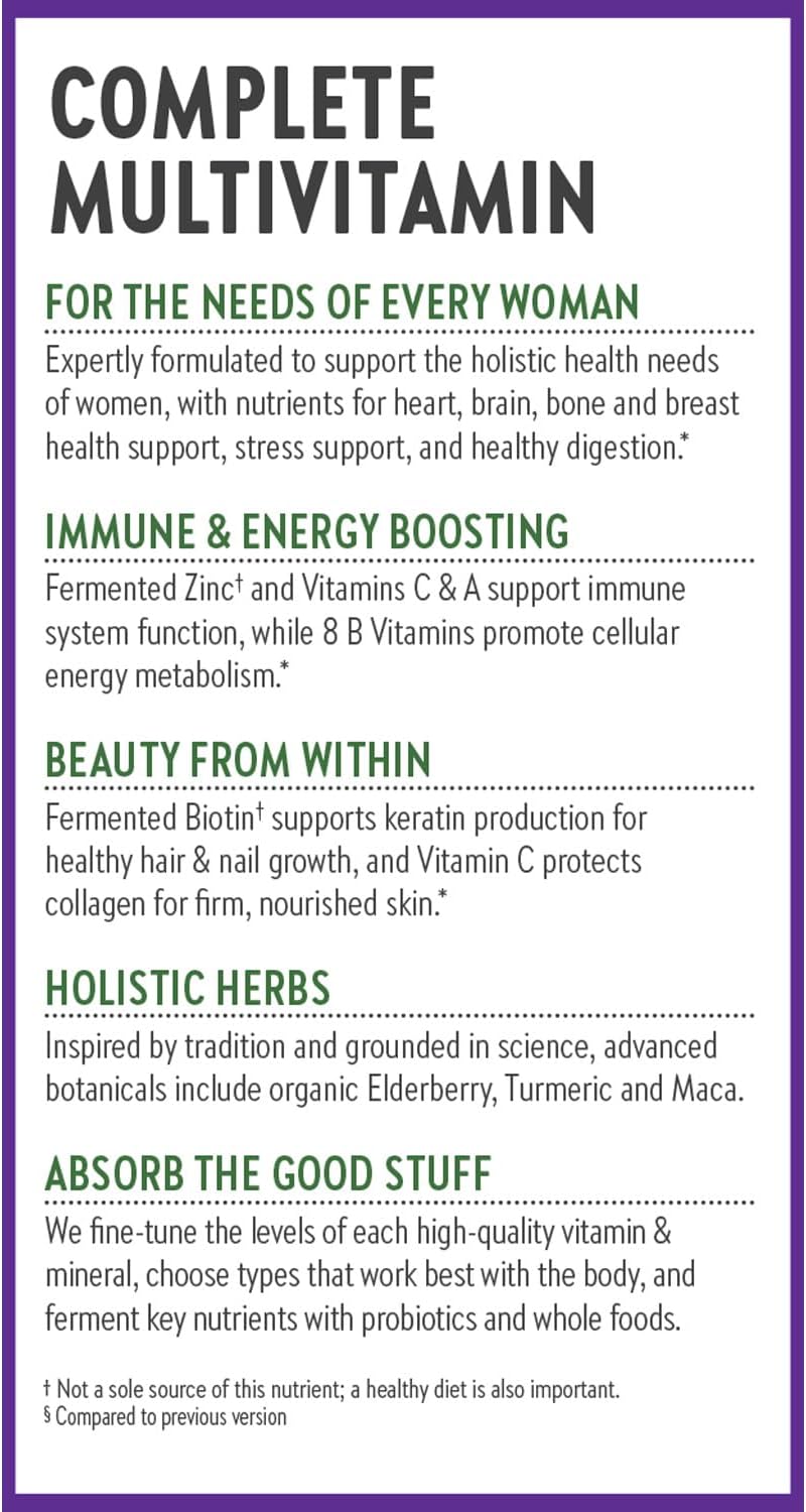New Chapter Women’s Multivitamin, Iron, B6, B12, Biotin for Hair Growth, D3, VIT C, Zinc for Immune & Stress Support, Gentle on an Empty Stomach, One Daily, Non-GMO, Gluten-Free, 18+, 48 Tablets