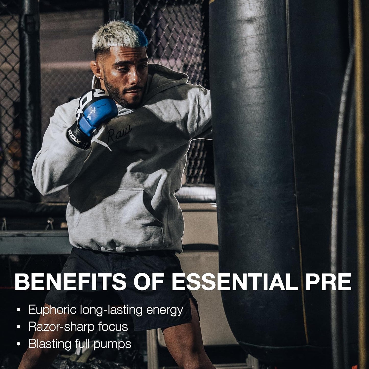 RAW Nutrition - Essential Pre - Chris Bumstead Pre Workout Formula, Sports Nutrition Pre-Workout Powders | Men & Womens Drink, Energy Powder for Working Out (Blue Raspberry)
