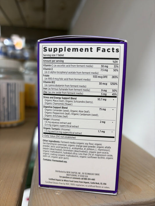 New Chapter Iron Supplement 90 Tablets | Whole-Food Fermented Iron Complex | Gentle
