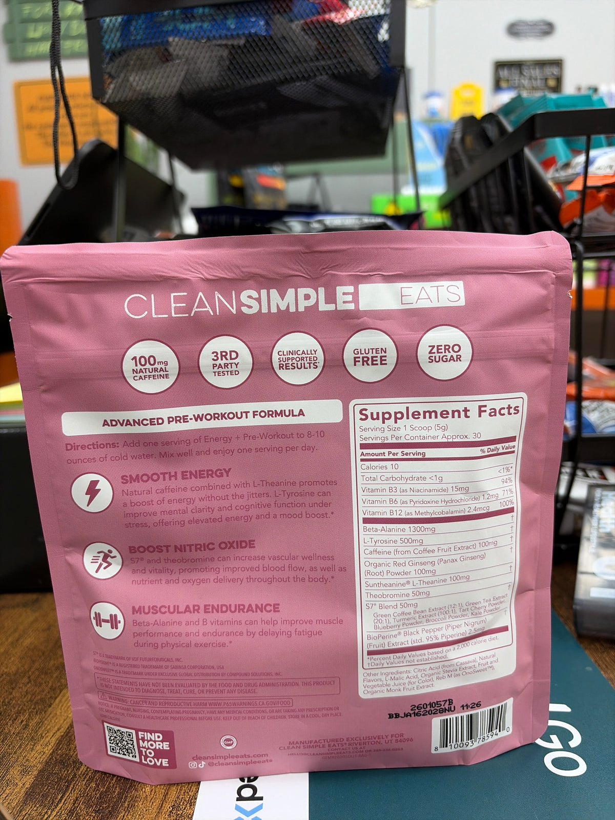 CleanSimple Eats Energy+Pre-Workout Sour Cherry (30 Servings)