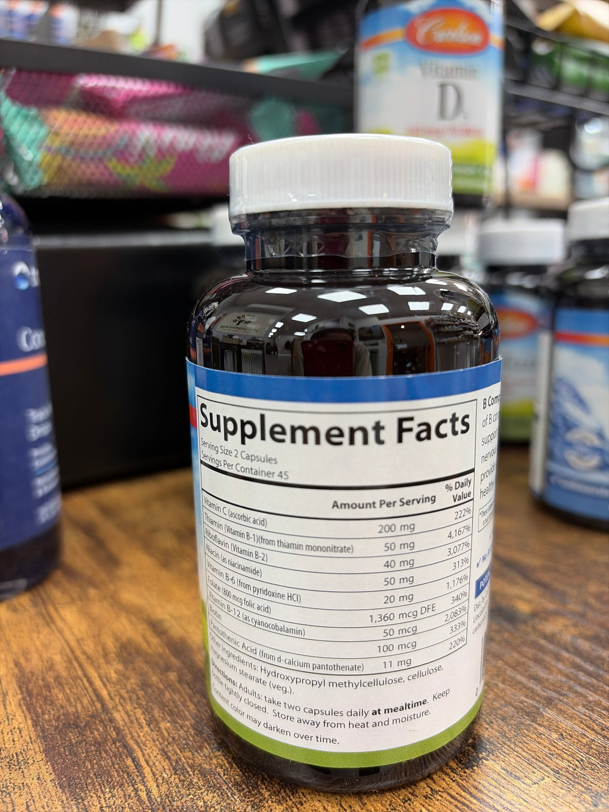 Carlson B Complex with 200mg Vitamin C (90 vegetarian capsules) - product image 2