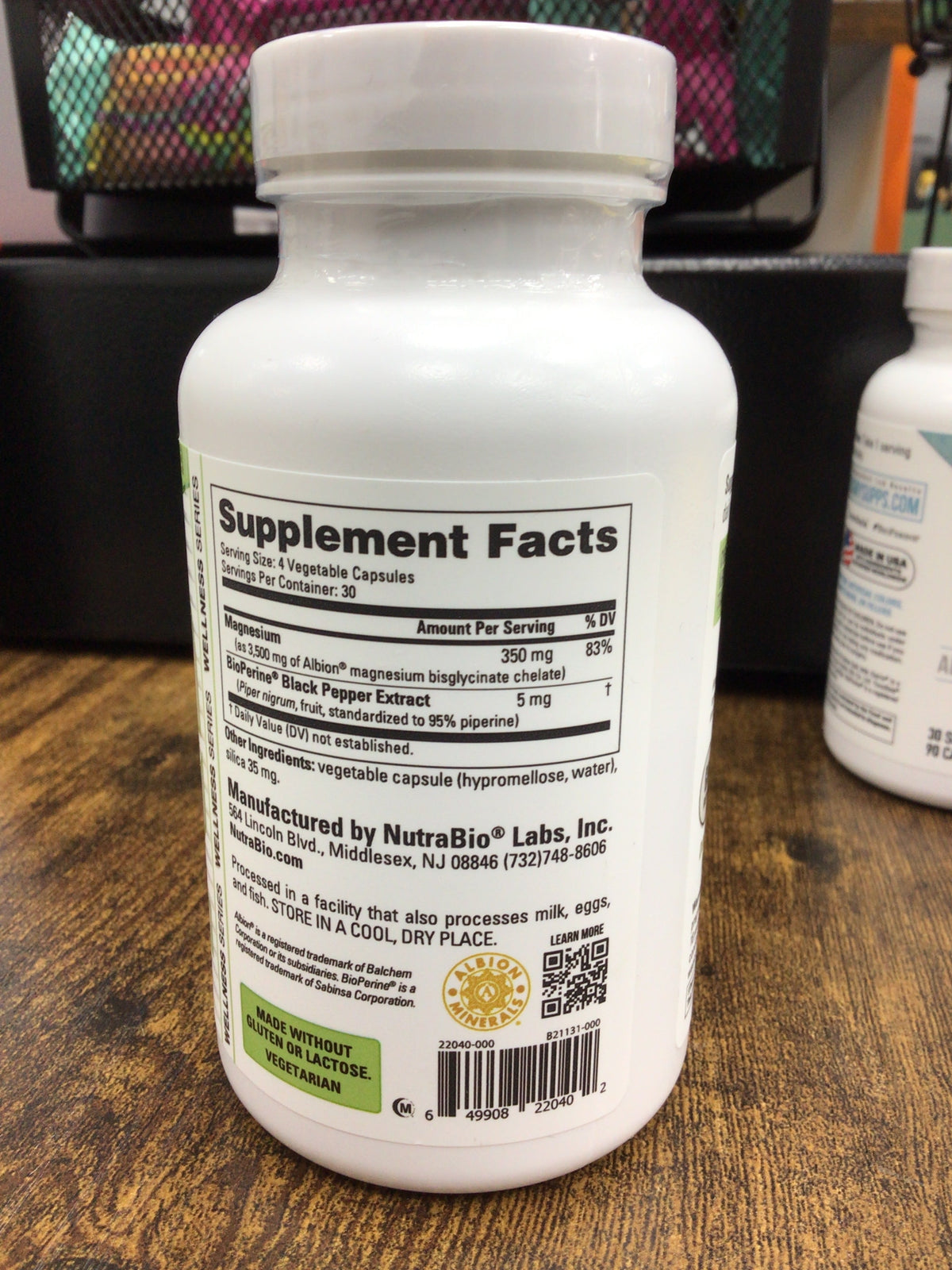 Nutrabio Magnesium Glycinate 120 capsules 