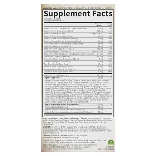 Garden of Life Organics Vitamins for Women 40 Plus, Vegan