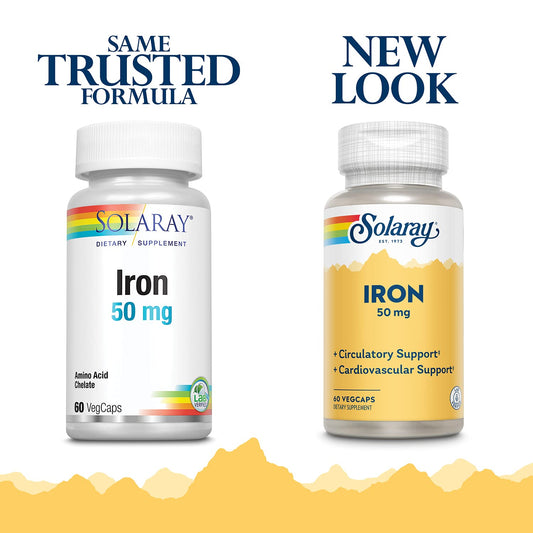 SOLARAY Capsule Iron Circulatory Support,Cardiovascular Support 50Mg Vegetarian