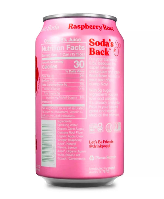 Poppi Raspberry Rose Prebiotic Beverage - 12 fl oz Can