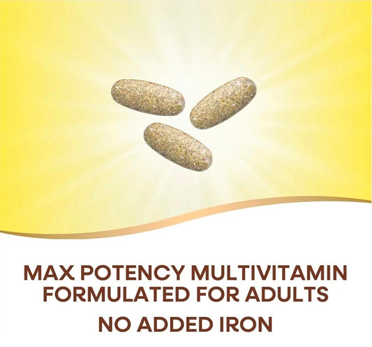 Nature's Way Alive! Max3 Potency Daily Multivitamin, High Potency Adult Multivitamins to Support Cellular Energy Metabolism, Heart, and Muscle Function for Women & Men*, No Iron Added, 180 Tablets