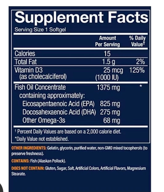 Vthrive Premium Wild Alaskan Fish Oil with Vitamin D3 - Supports Cardiovascular Health - 1