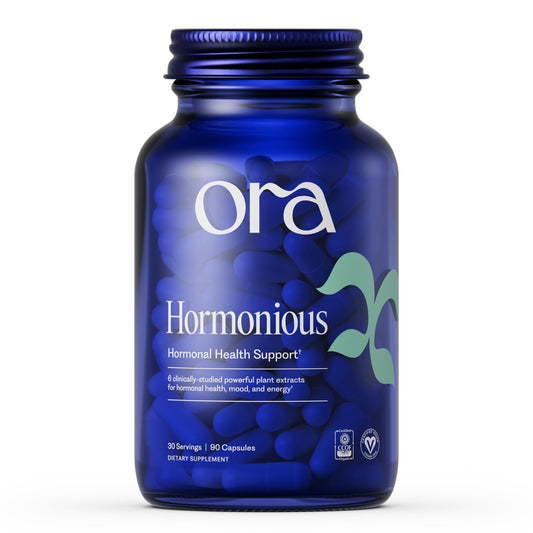 Ora Organic Natural Hormone Balance Supplement & Hormonal Acne Relief for Women - Support Skin, Mood, Energy, PMS & Menopause - Ashwagandha, Maca, Burdock Root, Cordyceps & VIT C - 90 Capsules