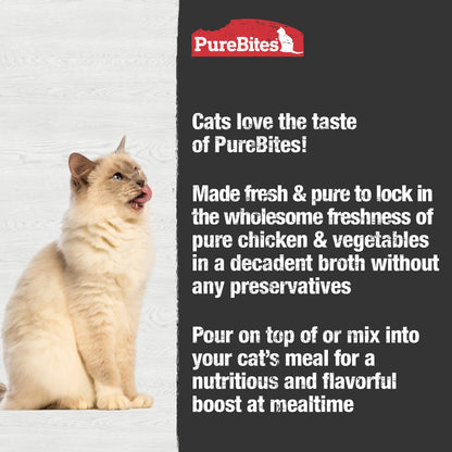 PureBites Chicken Broths for Cats, Only 4 Ingredients, Case of 18