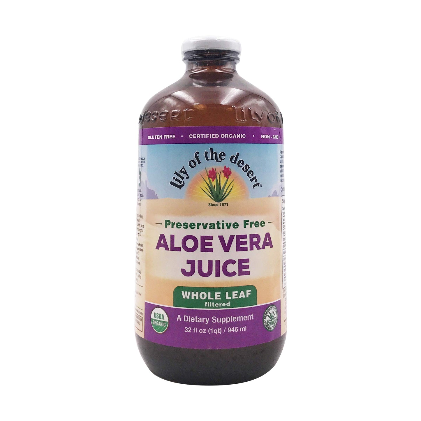 Aloe Vera Juice Organic Whole Leaf No Preservatives - 32 oz - Liquid