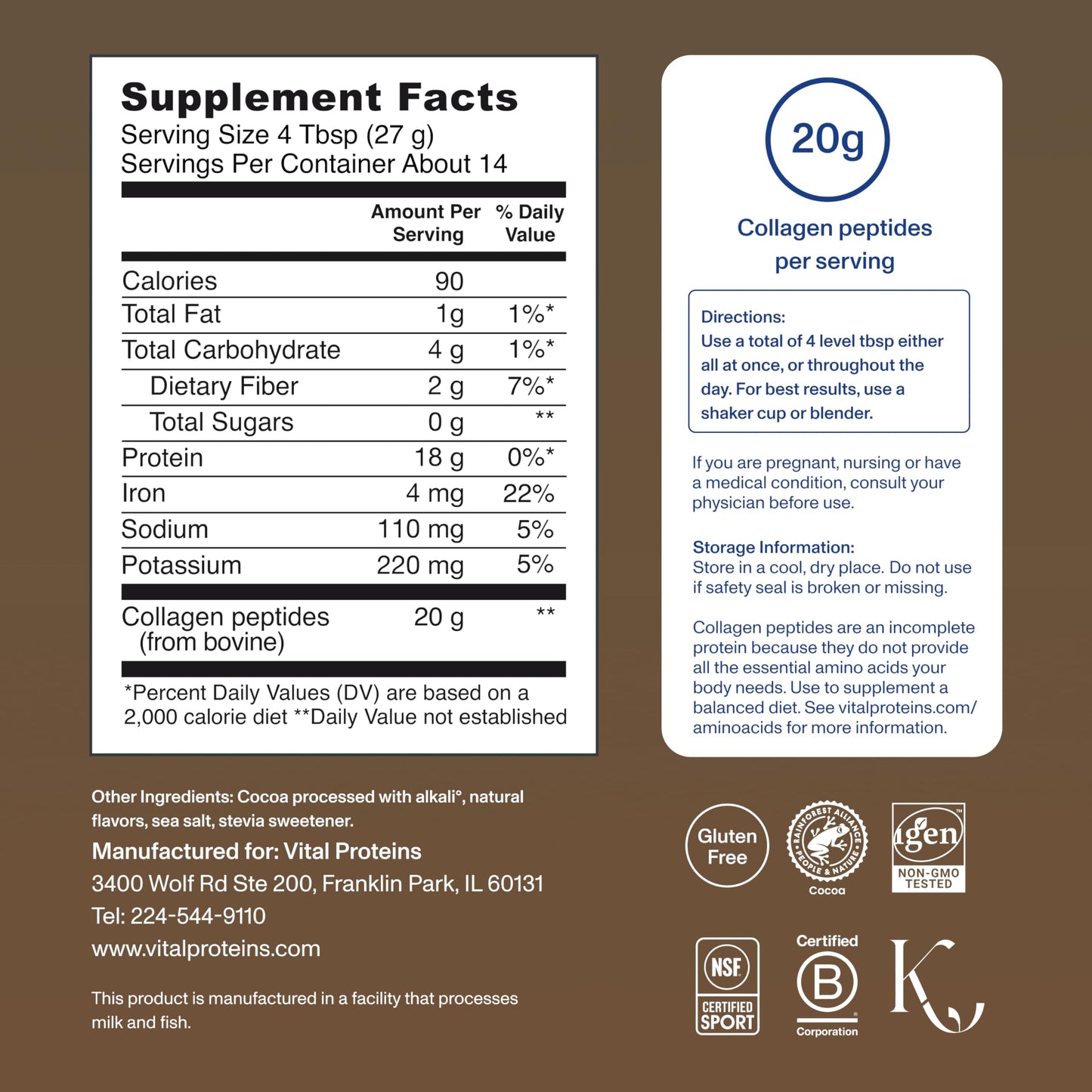 Vital Proteins Collagen Peptides Powder, with Hyaluronic Acid and Vitamin C