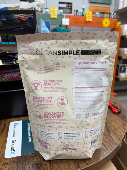 Clean Simple Protein Powder Cake Batter 1.1 LBS 20 Servings