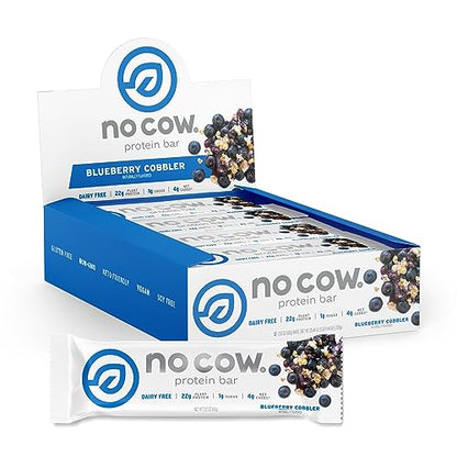 No Cow High Protein Bars, Blueberry Cobbler - Healthy Snacks, 20g Vegan Protein