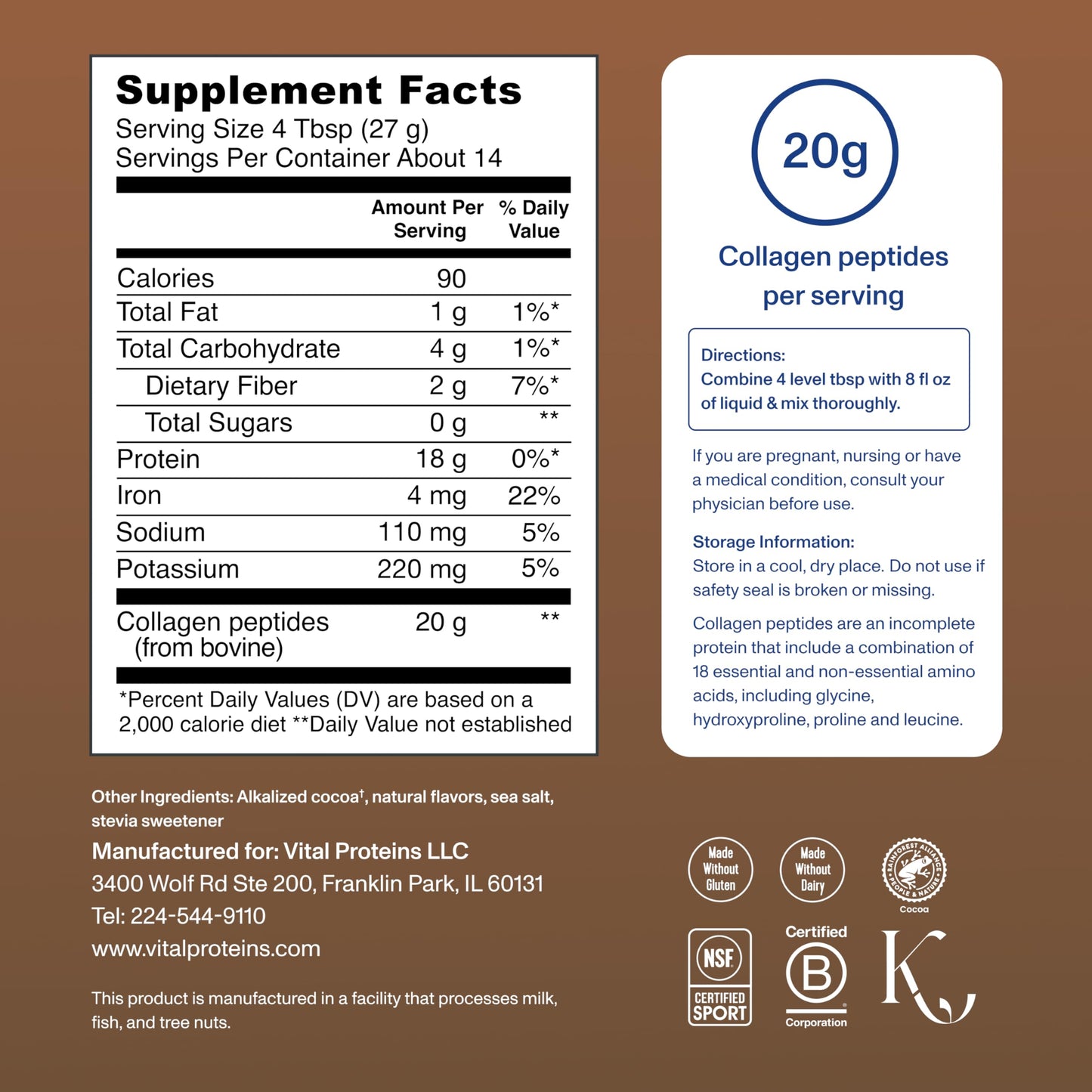 Vital Proteins Collagen Peptides Powder, with Hyaluronic Acid and Vitamin C