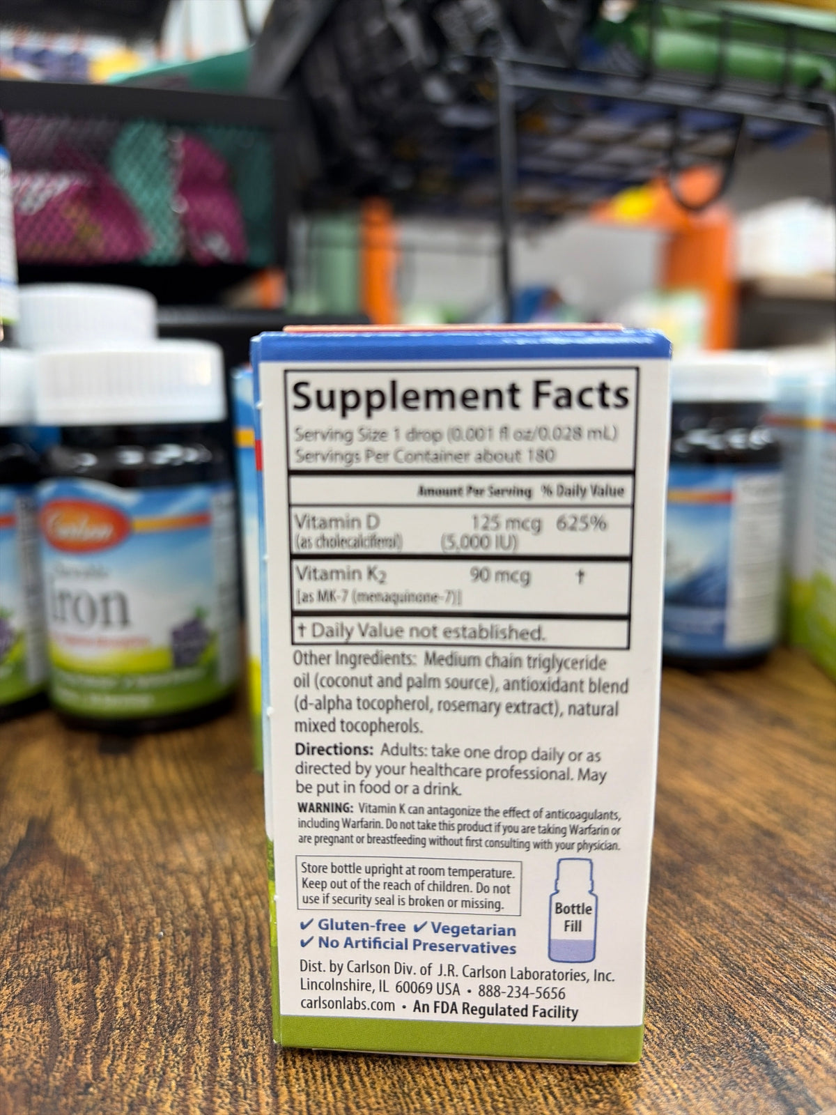 Carlson Liquid Vitamins Super Daily D3+K2 (5.000 lU) 180 Vegetarian Drops - product image 2