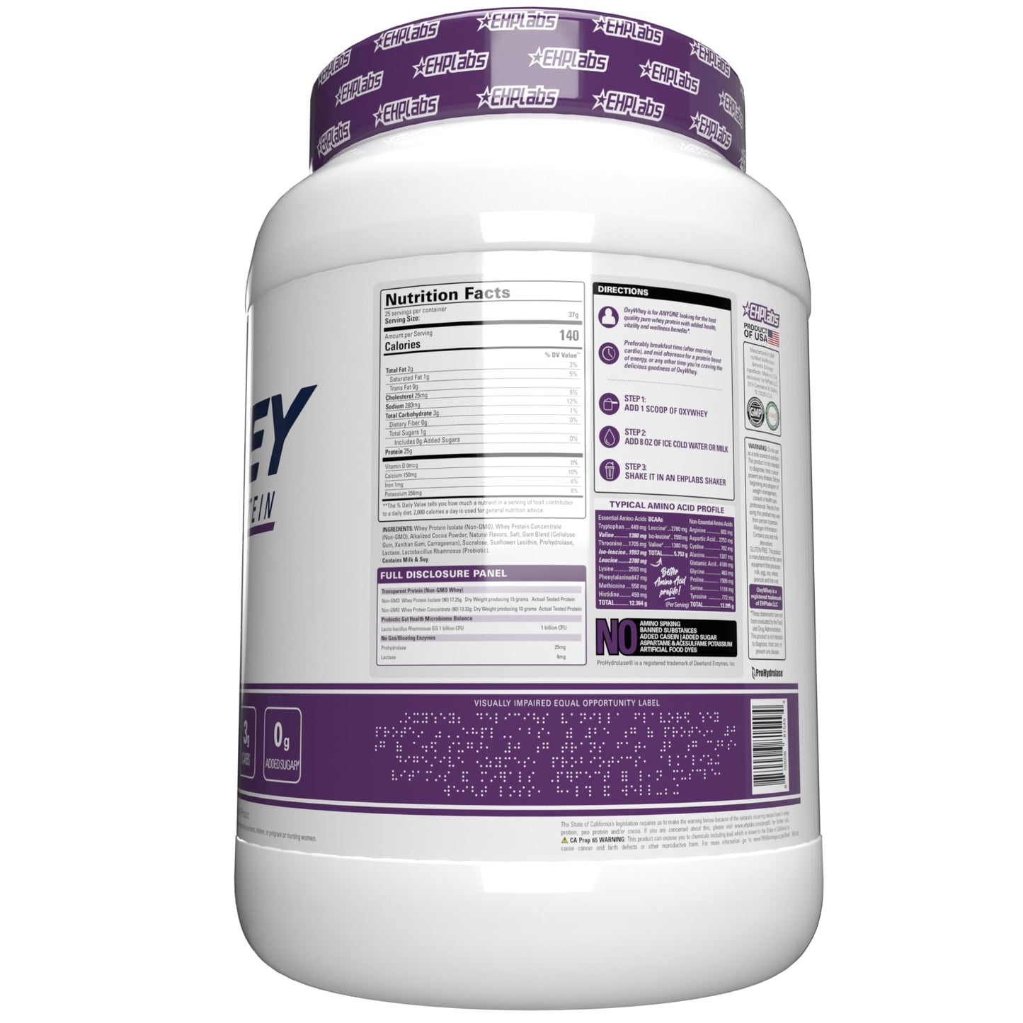 EHP Labs OxyWhey Lean Wellness Whey Protein Powder - 25g Protein