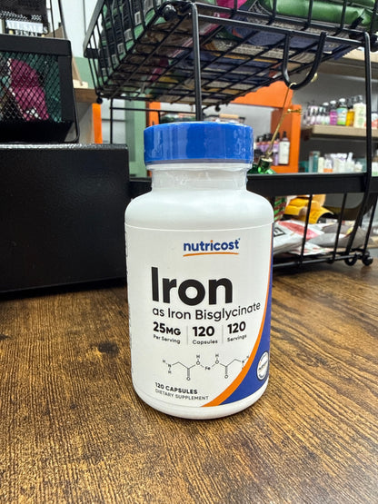 Nutricost Iron Bisglycinate Supplement (25mg) 120 Capsules - from Ferrous Bisglycinate Chelate - Non-GMO &amp; Gluten-Free