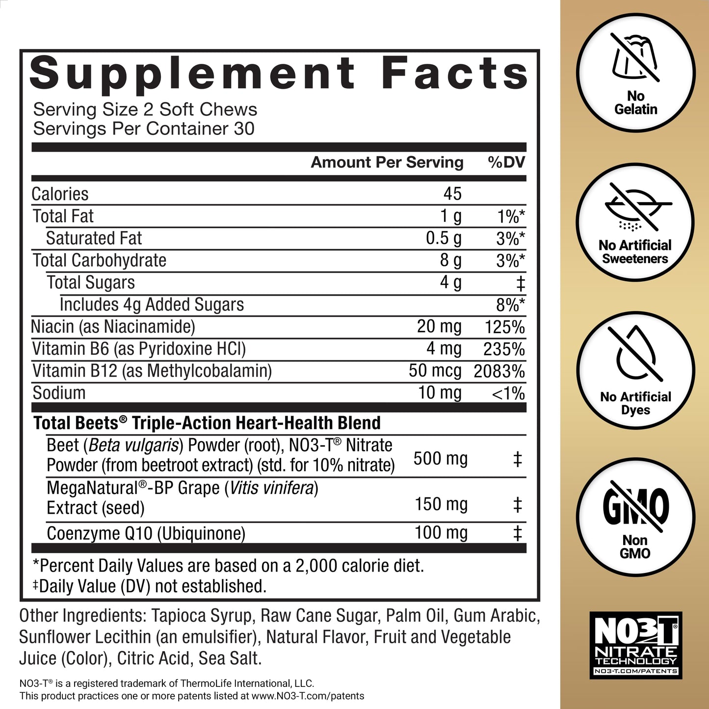Force Factor Total Beets Ultimate Heart Health Blood Pressure Support Chews with CoQ10, Beet Root Powder, Grape Seed Extract, Blood Pressure Supplement for Circulation & Blood Flow, 60 Soft Chews