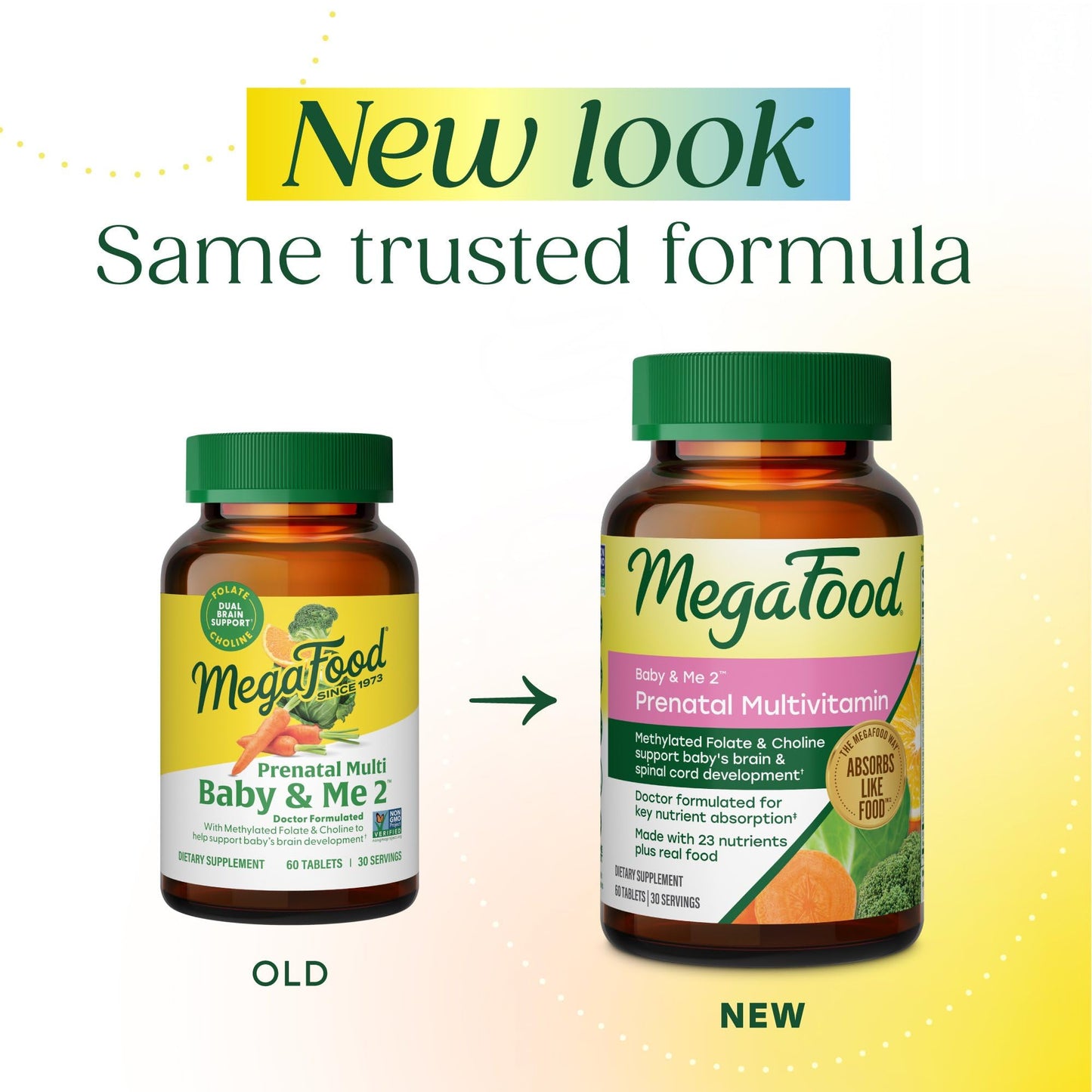 MegaFood Baby & Me 2 Prenatal Multi - Prenatal Vitamins for Women Before & During Pregnancy with Choline, Methyl Folate, and Iron - Dr. Formulated, Gluten-Free, Vegetarian
