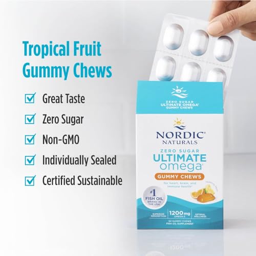 Nordic Naturals Zero Sugar Ultimate Omega Gummy Chews - Tropical Fruit - 54 Gummy Chews