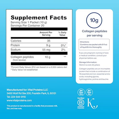 Vital Proteins Collagen Peptides Powder, with Hyaluronic Acid and Vitamin C
