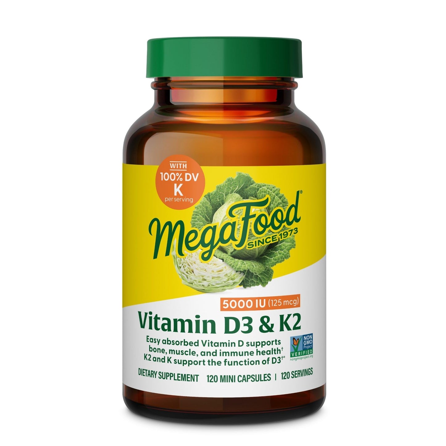 MegaFood Vitamin D3 5000 IU with K2 - Bone & Immune Support