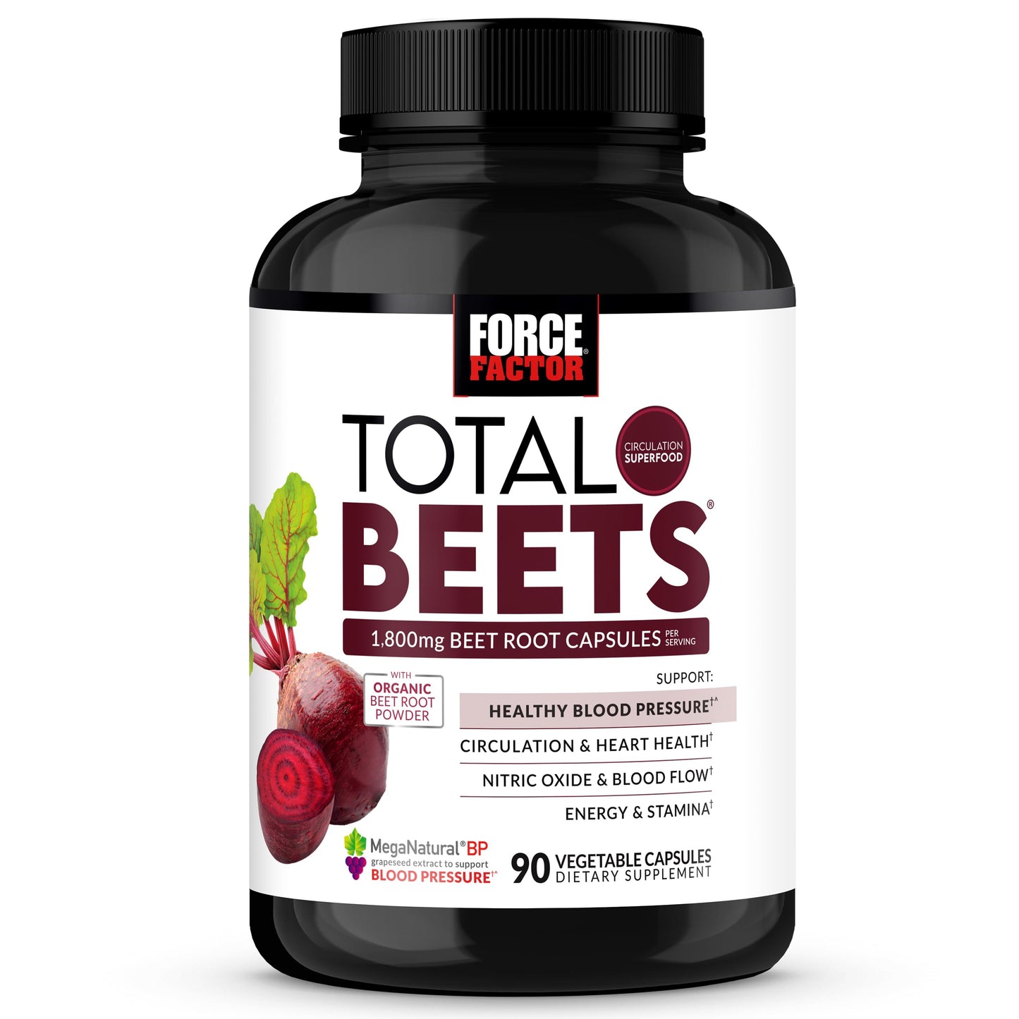 Force Factor Total Beets Blood Pressure Support Capsules, 90 Count