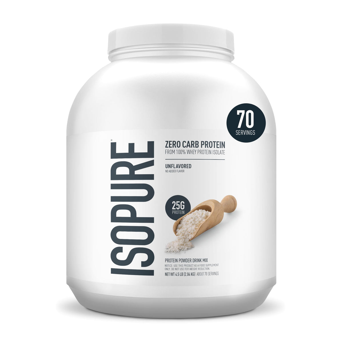 Isopure Unflavored Protein, 25g Whey Isolate, Zero Carb & Keto Friendly, 16 Servings