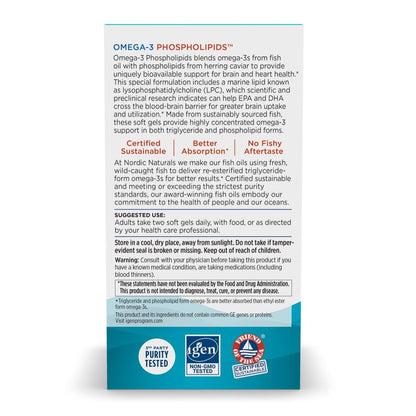 Nordic Naturals Omega-3 Phospholipids, Unflavored - 60 Soft Gels