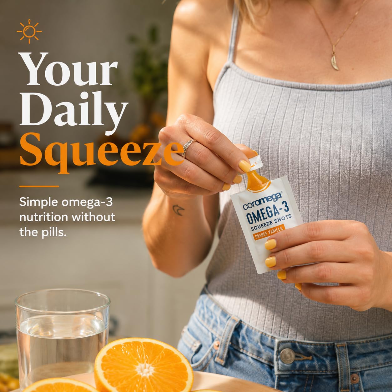 Coromega Omega-3 Fish Oil Squeeze Packets - 650mg EPA & DHA
