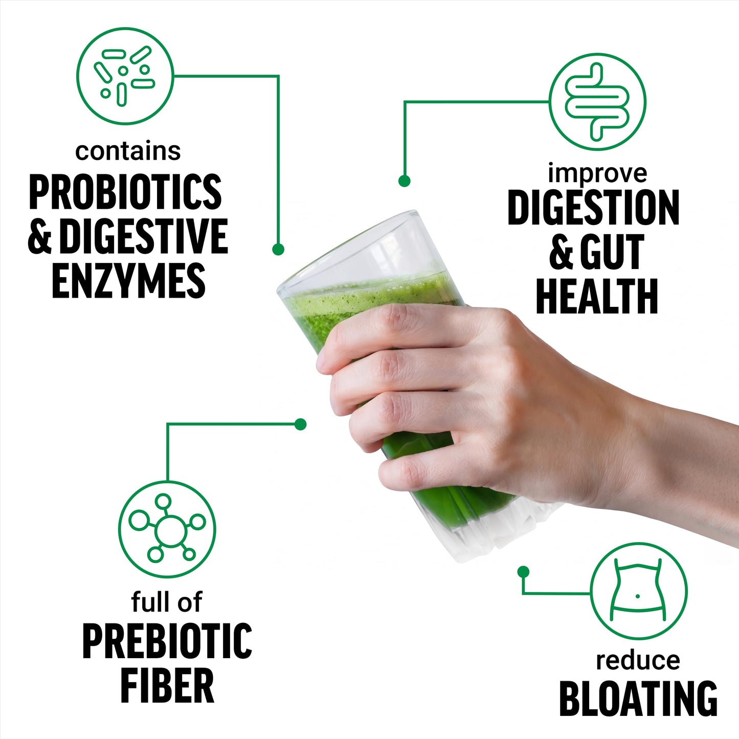 Force Factor Smarter Greens Superfood Powder - Probiotics & Enzymes, 30 Servings