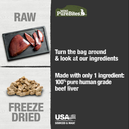 PureBites Mini Beef Freeze Dried Dog Treats, 1 Ingredient, Made in USA