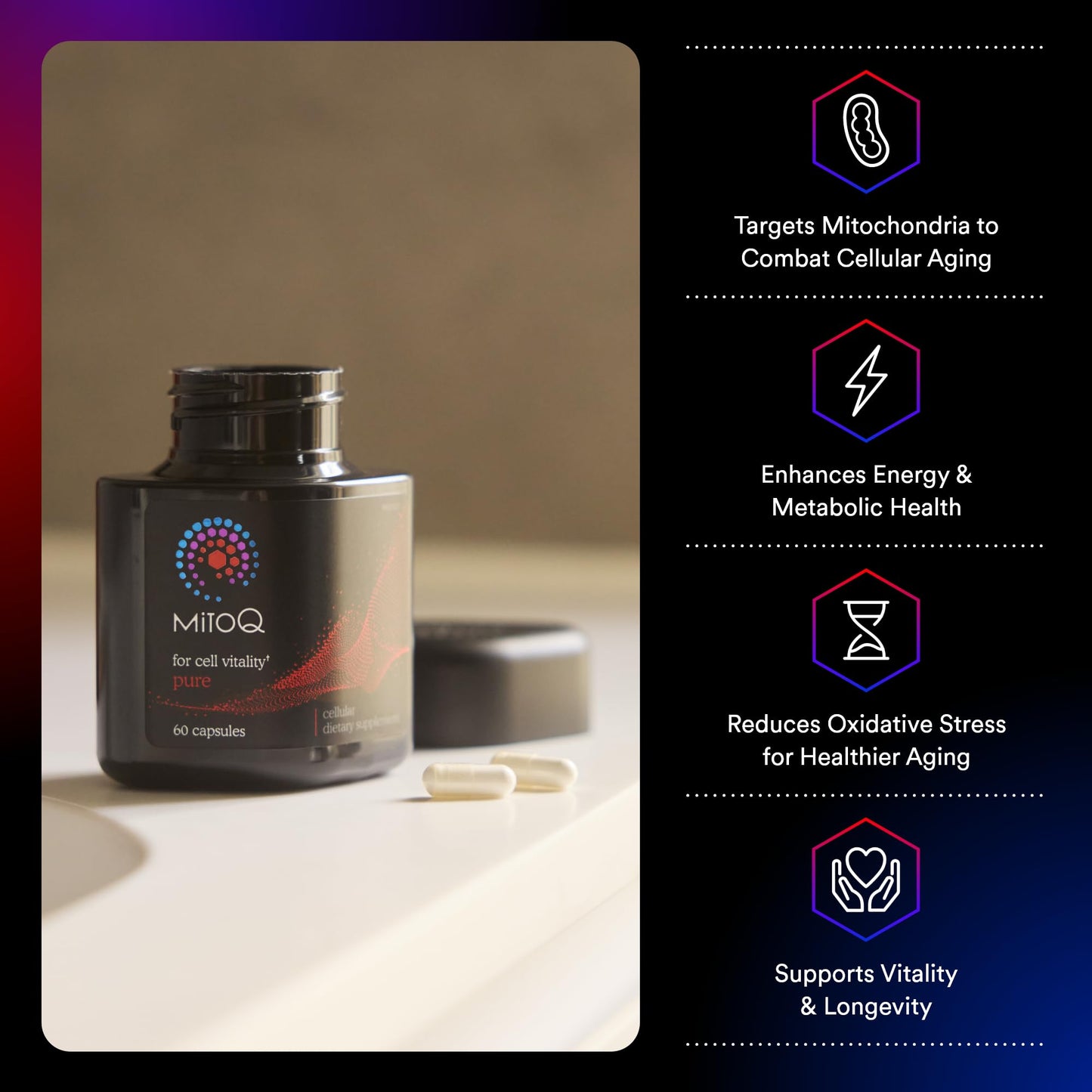 MitoQ Pure Advanced Mitochondria Supplement - Superior CoQ10 Bioavailability