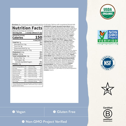 Raw Organic Meal Powder (Vanilla), 34.2 oz (969 g) Bottle