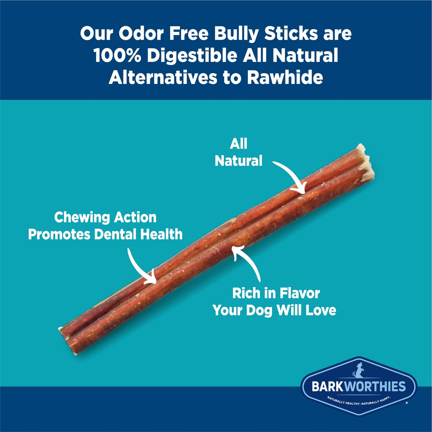 Odor-Free Bully Sticks by Barkworthies - 100% Natural Beef Dog Treats