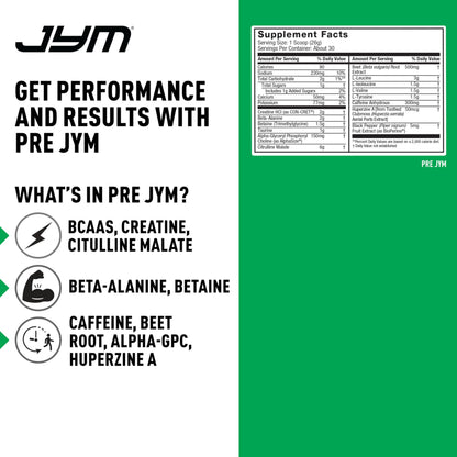 JYM Pre JYM Pre-Workout Powder - BCAAs, Creatine & Citrulline