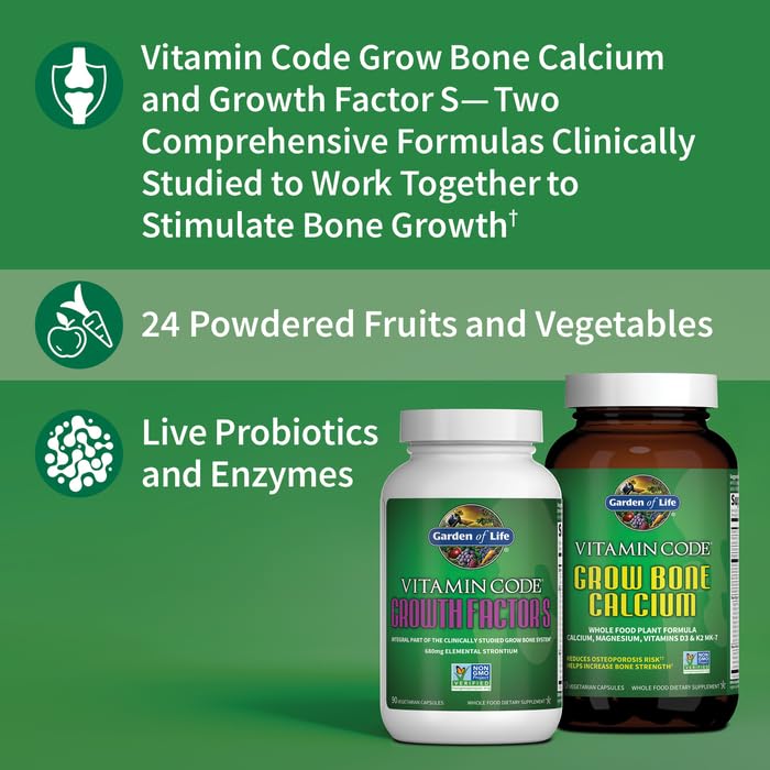 Garden of Life Calcium Supplement - Vitamin Code Grow Bone Made with Whole Foods