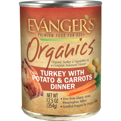 Evanger'S 100-Percent Organic For Dogs Turkey With Potato And Carrots Dinner, 12 Pack