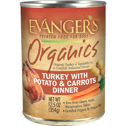 Evanger'S 100-Percent Organic For Dogs Turkey With Potato And Carrots Dinner, 12 Pack