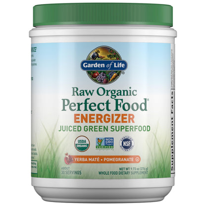 Garden of Life Raw Organic Perfect Food Energizer - Yerba Mate Pomegranate, 30 Servings