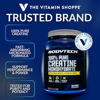BodyTech Creatine Monohydrate - Supports Muscle Endurance, Strength & Mass