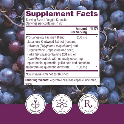 Reserveage Beauty Resveratrol 250 mg - Best Trans-Resveratrol