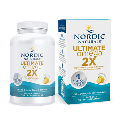 Nordic Naturals Ultimate Omega 2X, Lemon Flavor - 2150 mg Omega-3 - High-Potency Fish Oil with EPA & DHA - Promotes Brain & Heart Health - Non-GMO
