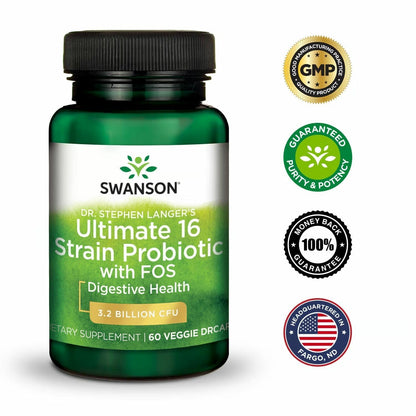 Swanson Dr. Stephen Langer's 16-Strain Probiotic with Prebiotic FOS for Gut-Health-Conscious