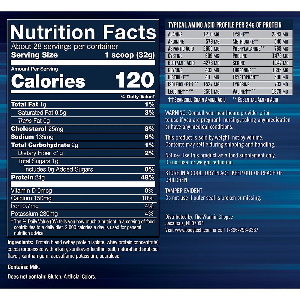 BodyTech Whey Tech Pro 24 Protein Powder - 24g Protein per Serving