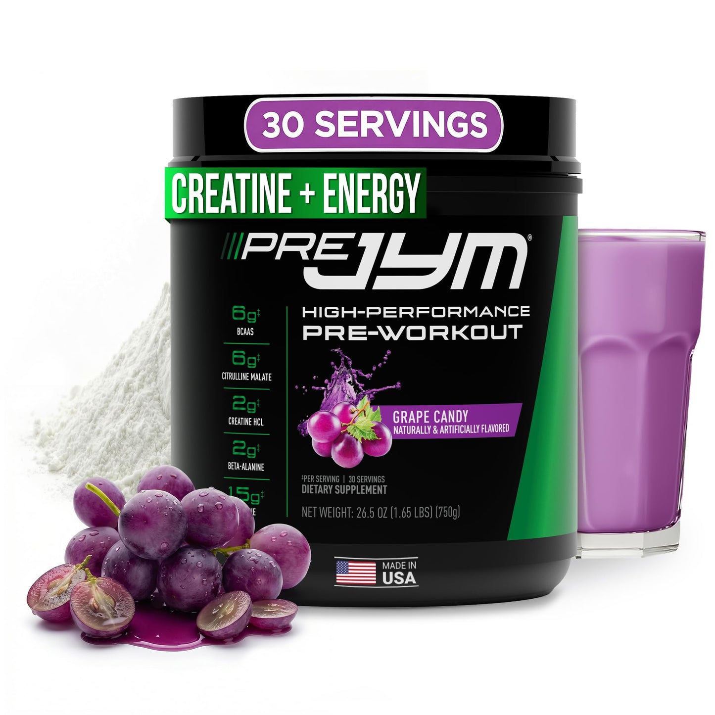 JYM Pre JYM Pre-Workout Powder - BCAAs, Creatine & Citrulline