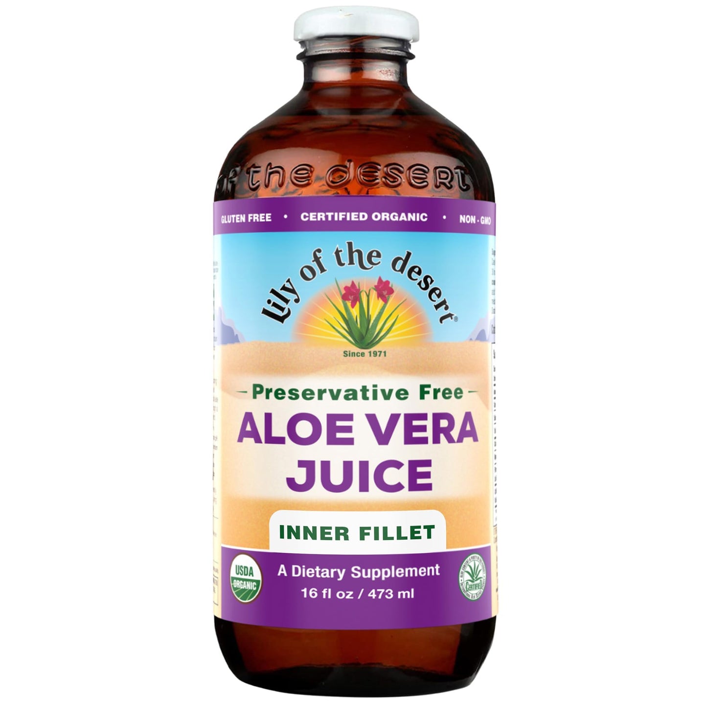 Organic Aloe Vera Juice - No Preservatives - 16 oz Liquid
