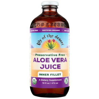 Organic Aloe Vera Juice - No Preservatives - 16 oz Liquid